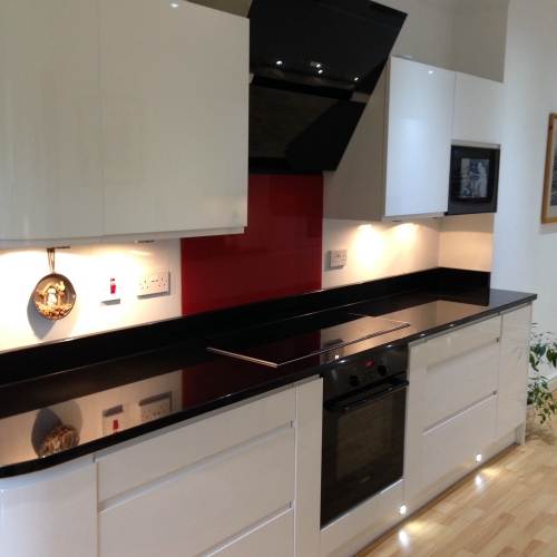 Image of installed black granite countertop