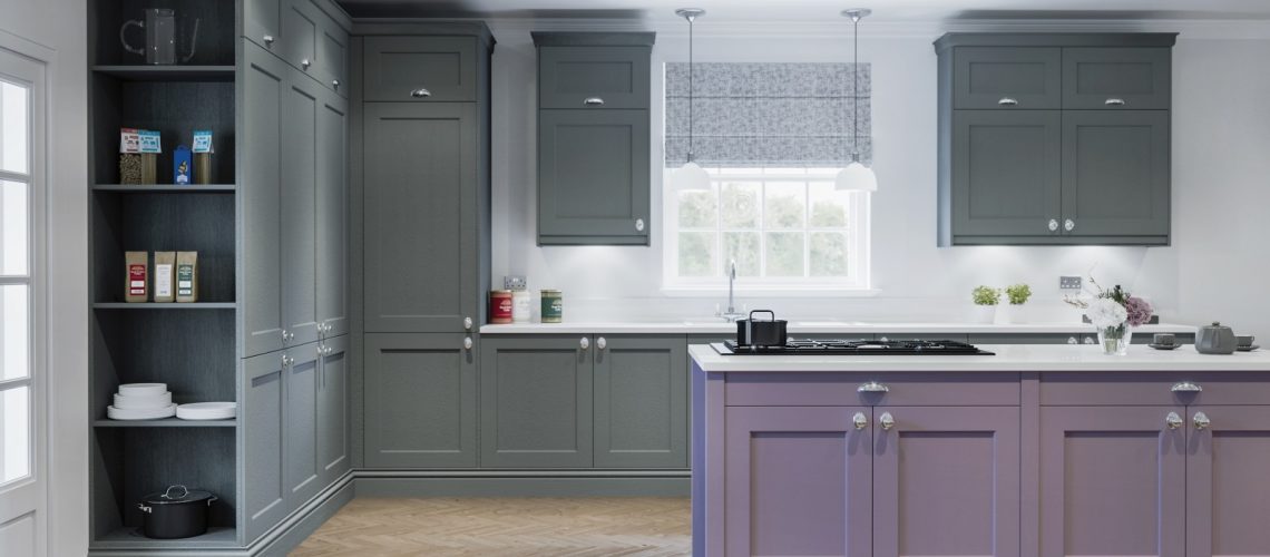 Kitchen in grey and lavender